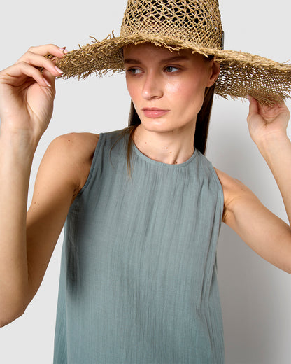 Vestido largo tirantes muselina índigo