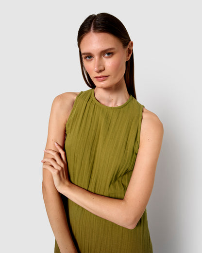 Vestido largo tirantes muselina limón