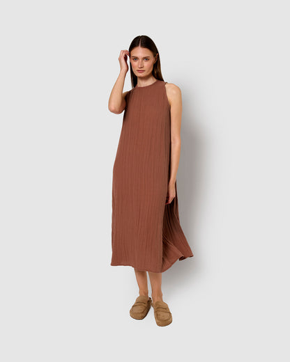 Vestido largo tirantes muselina rosette
