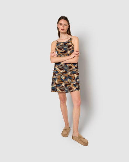 Vestido corto tirantes crepe uliena azul