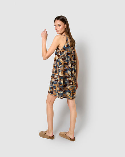 Vestido corto tirantes crepe uliena azul