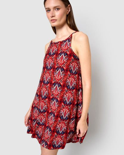Vestido corto tirantes crepe sito burdeos