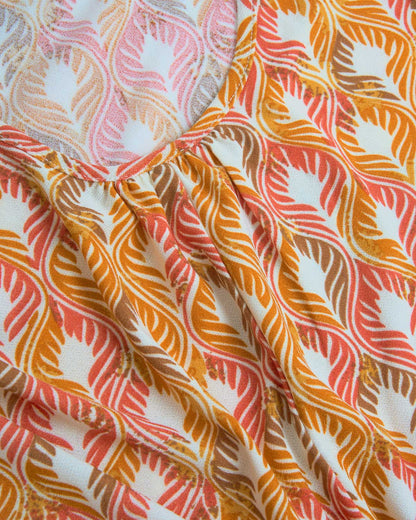 Vestido corto tirantes crepe lily naranja