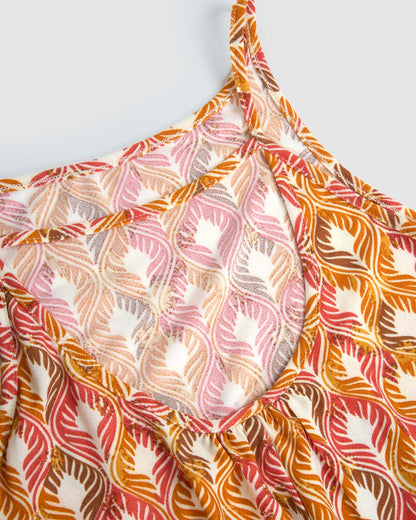 Vestido corto tirantes crepe lily naranja