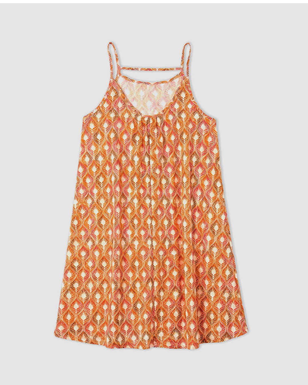 Vestido corto tirantes crepe lily naranja