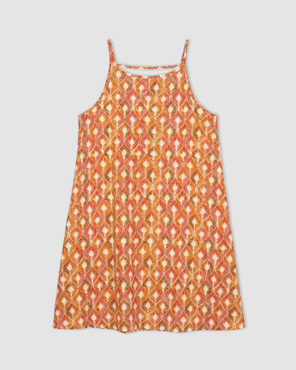 Vestido corto tirantes crepe lily naranja
