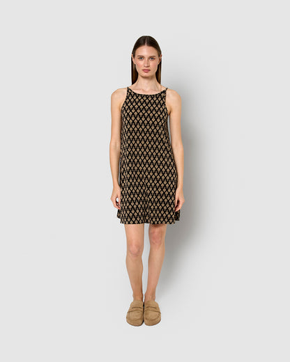 Vestido corto tirantes crepe kamala negro