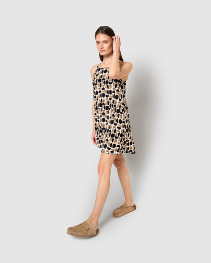 Vestido corto tirantes crepe tebas negro