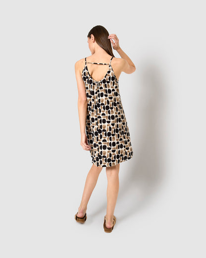 Vestido corto tirantes crepe tebas negro