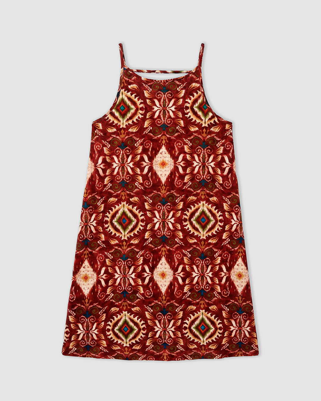 Vestido corto tirantes crepe isabelina teja