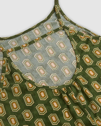 Vestido corto tirantes crepe jackie verde