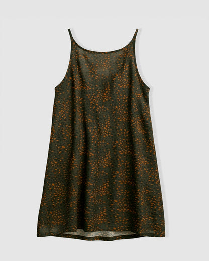 Vestido corto tirantes crepe pavani verde cacería