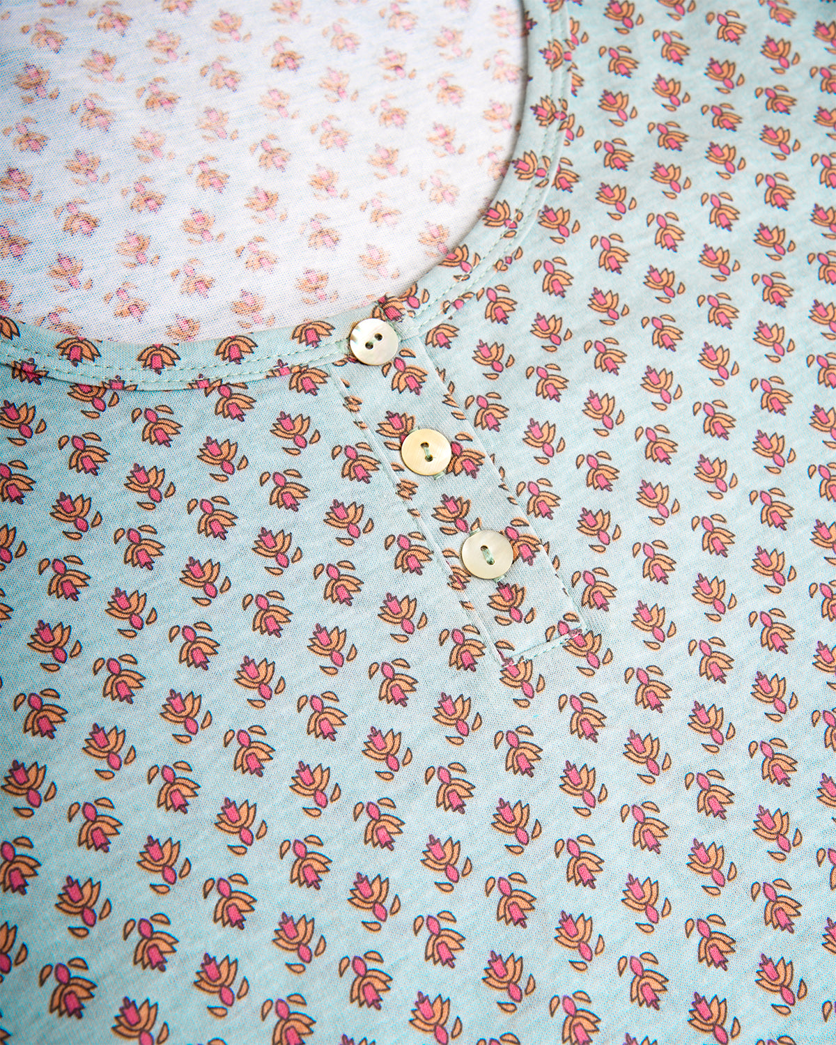 Camisón corto de algodón vega agua marina