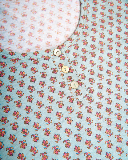 Camisón corto de algodón vega agua marina