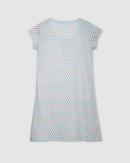 Camisón corto de algodón vega agua marina