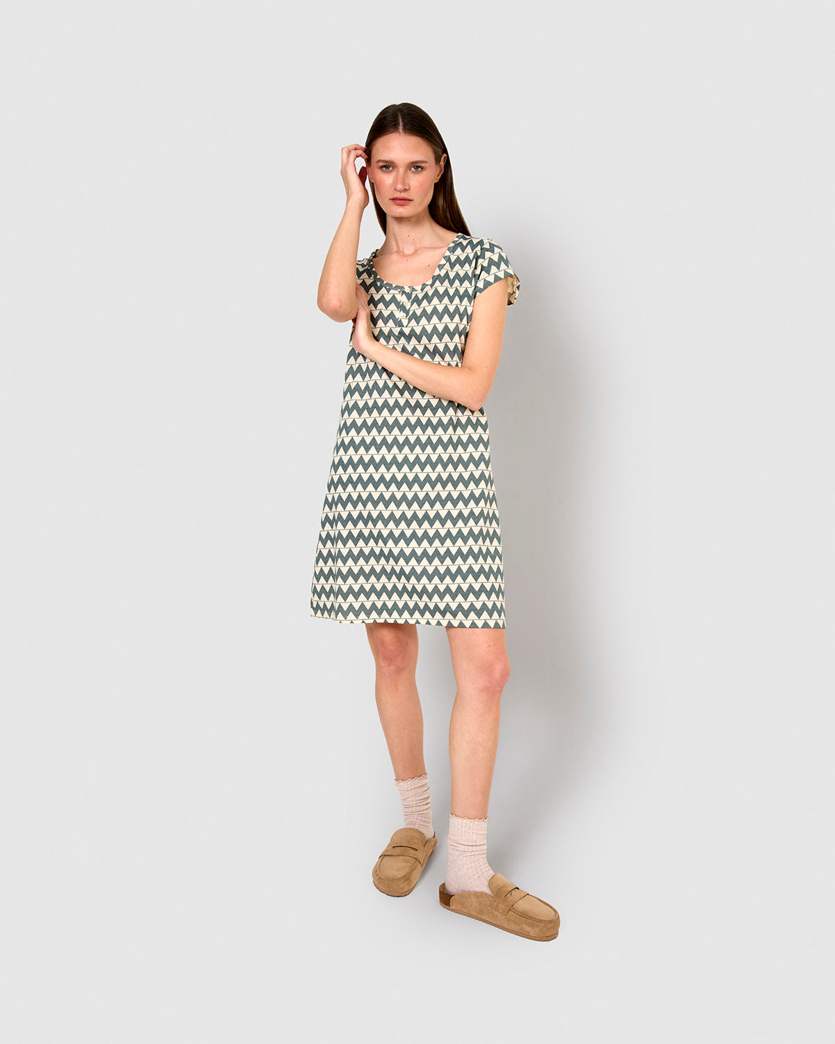 Camisón corto de algodón portofino verde azulado