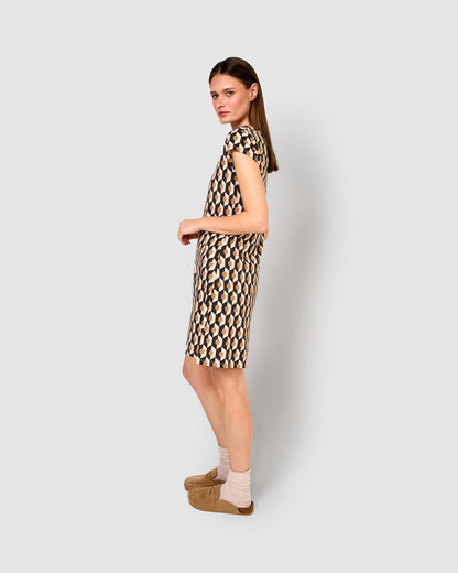 Vestido corto de algodón santorini beige