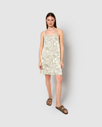 Vestido corto satén tiberina verde cacería