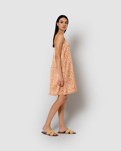 Vestido corto satén vergara teja