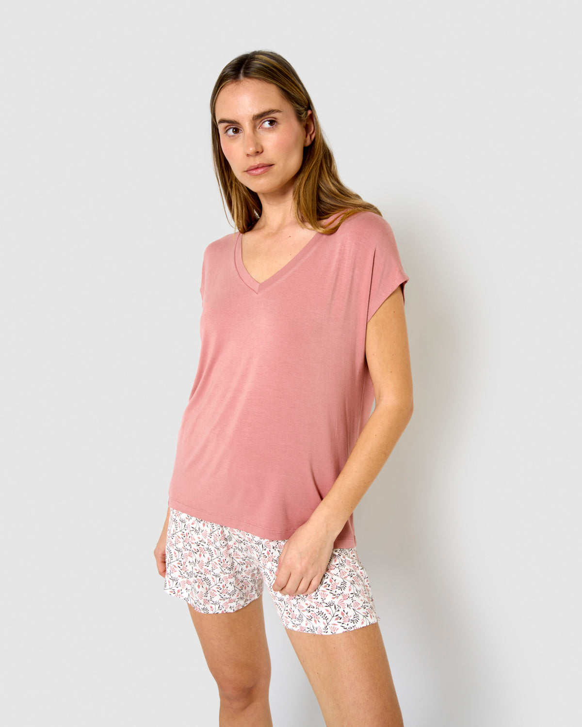 Pijama corto viscosa merchi rosa