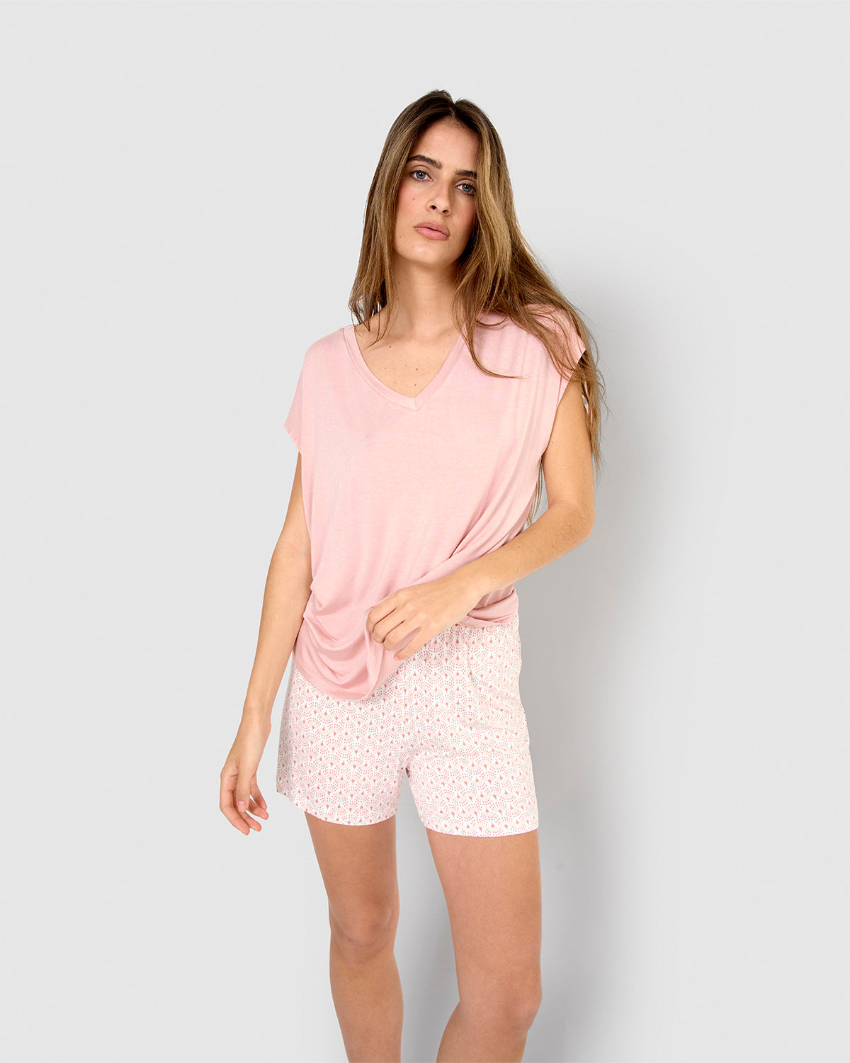 Pijama corto viscosa arubino rosa