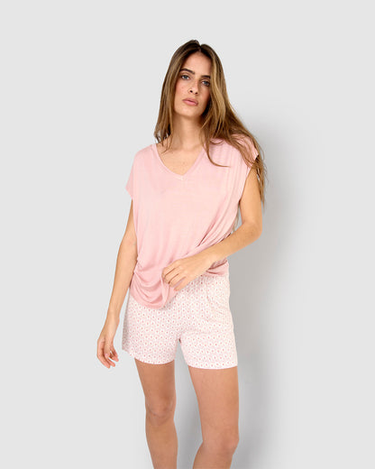 Pijama corto viscosa arubino rosa