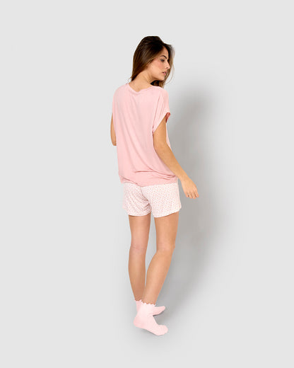 Pijama corto viscosa arubino rosa