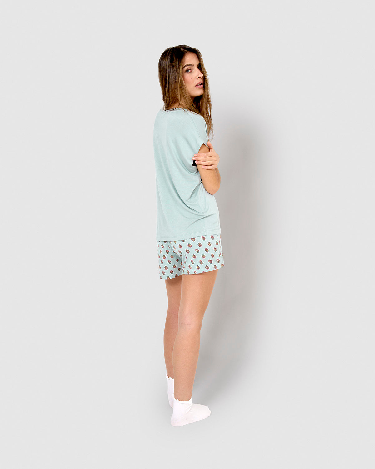 Pijama corto viscosa elliane verde azulado