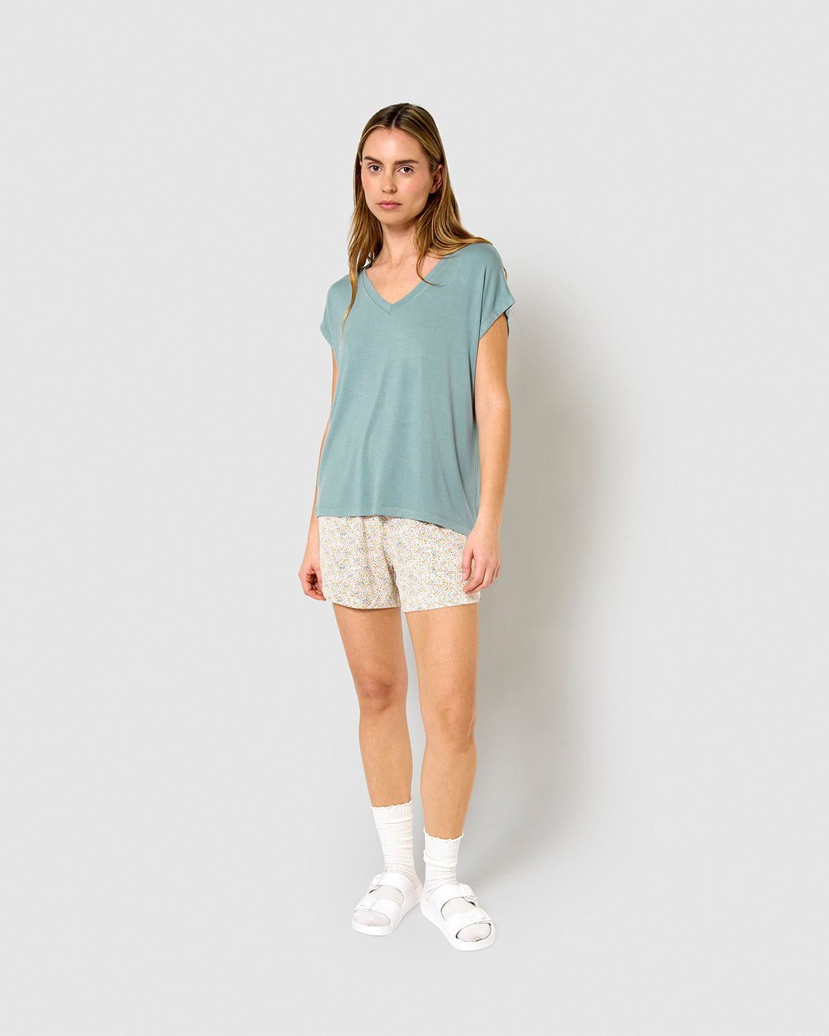 Pijama corto viscosa clarita verde azulado