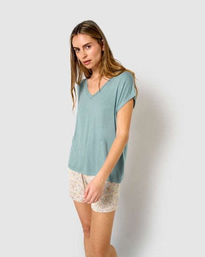 Pijama corto viscosa clarita verde azulado