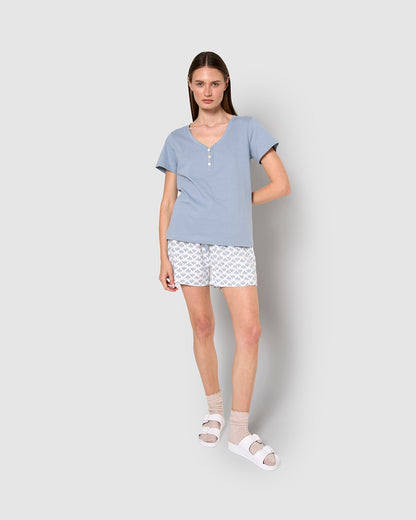 Pijama corto algodón arubi azul