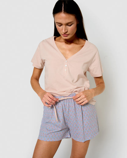 Pijama corto algodón milena azul
