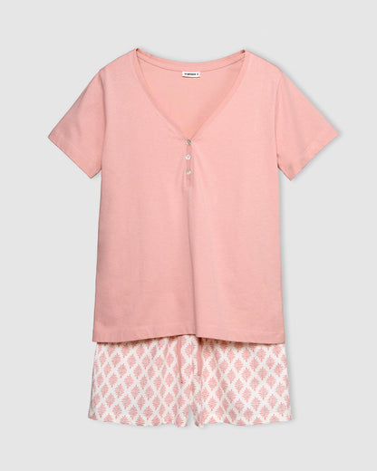 Pijama corto algodón zurich rosa palo