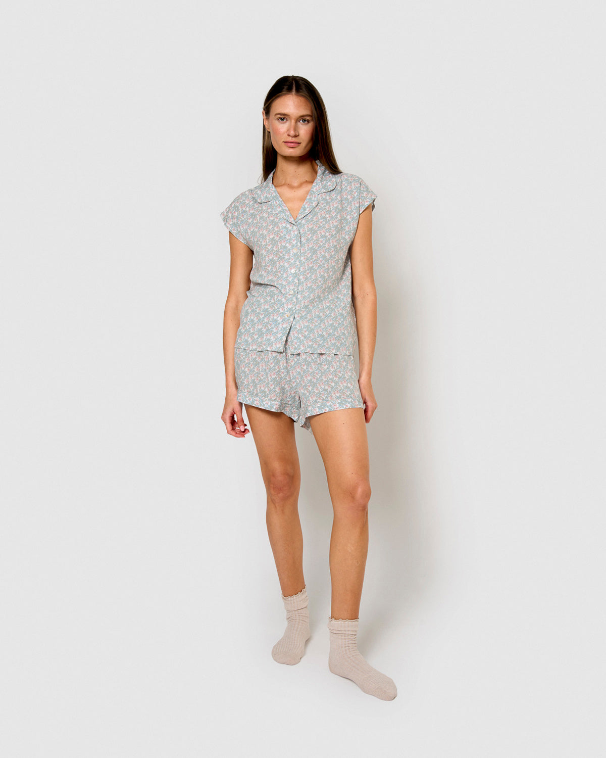 Pijama corto camisero viscosa allegra rosa