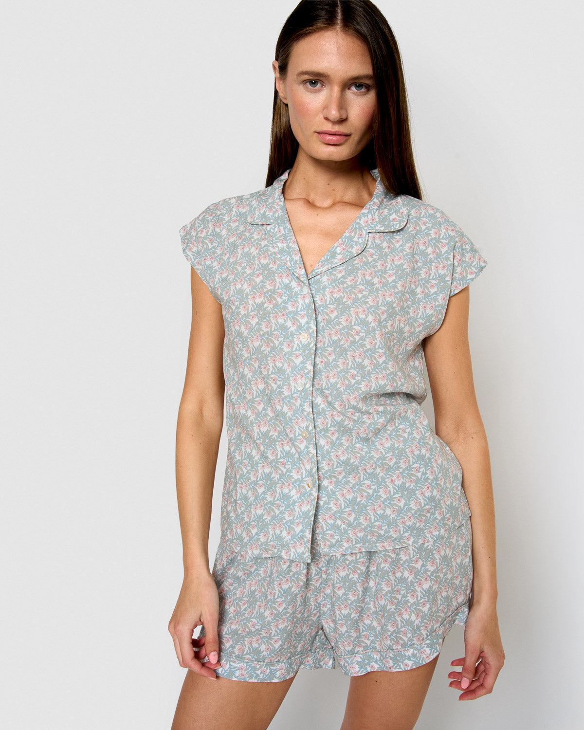 Pijama corto camisero viscosa allegra rosa