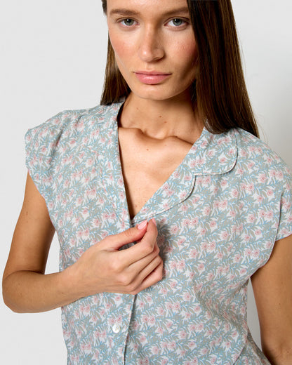 Pijama corto camisero viscosa allegra rosa