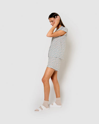 Pijama corto camisero viscosa allegra rosa