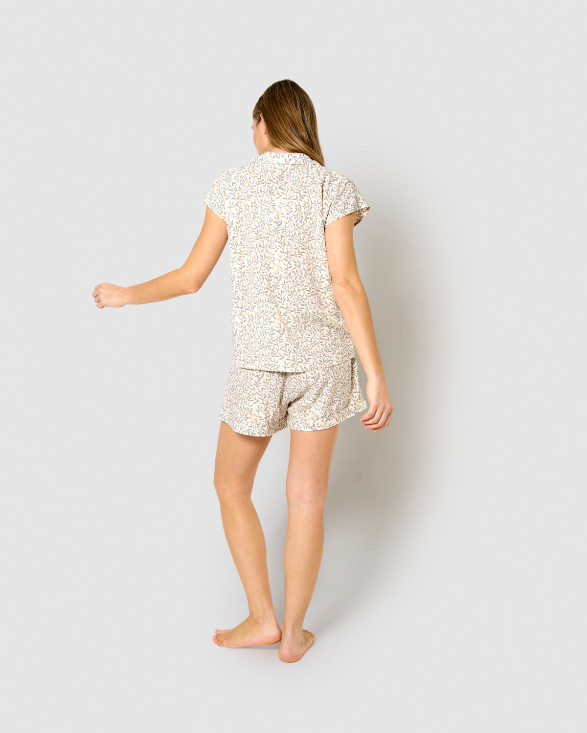 Pijama corto camisero viscosa eureka verde seco