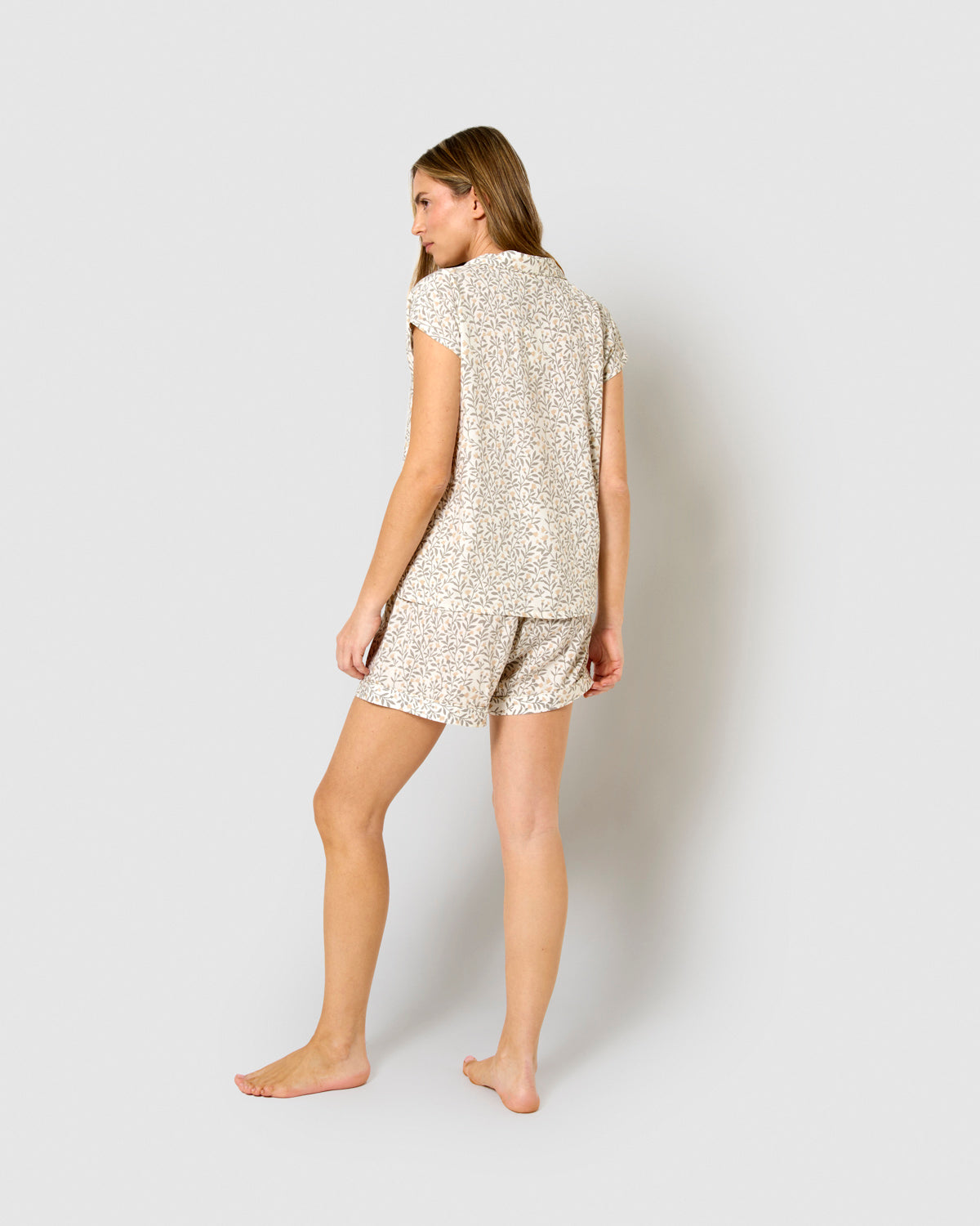 Pijama corto camisero viscosa eureka verde seco