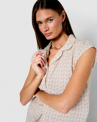 Pijama corto camisero viscosa febo rosa