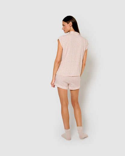 Pijama corto camisero viscosa febo rosa