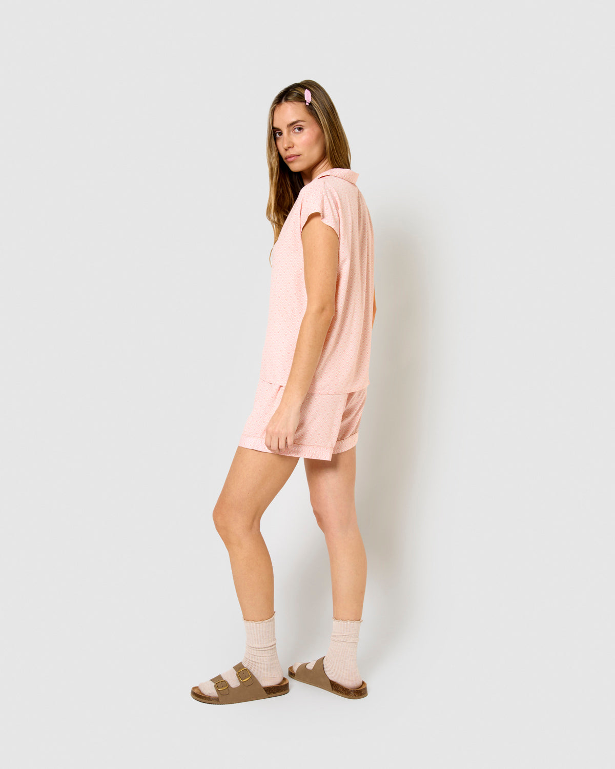 Pijama corto camisero viscosa neville rosa