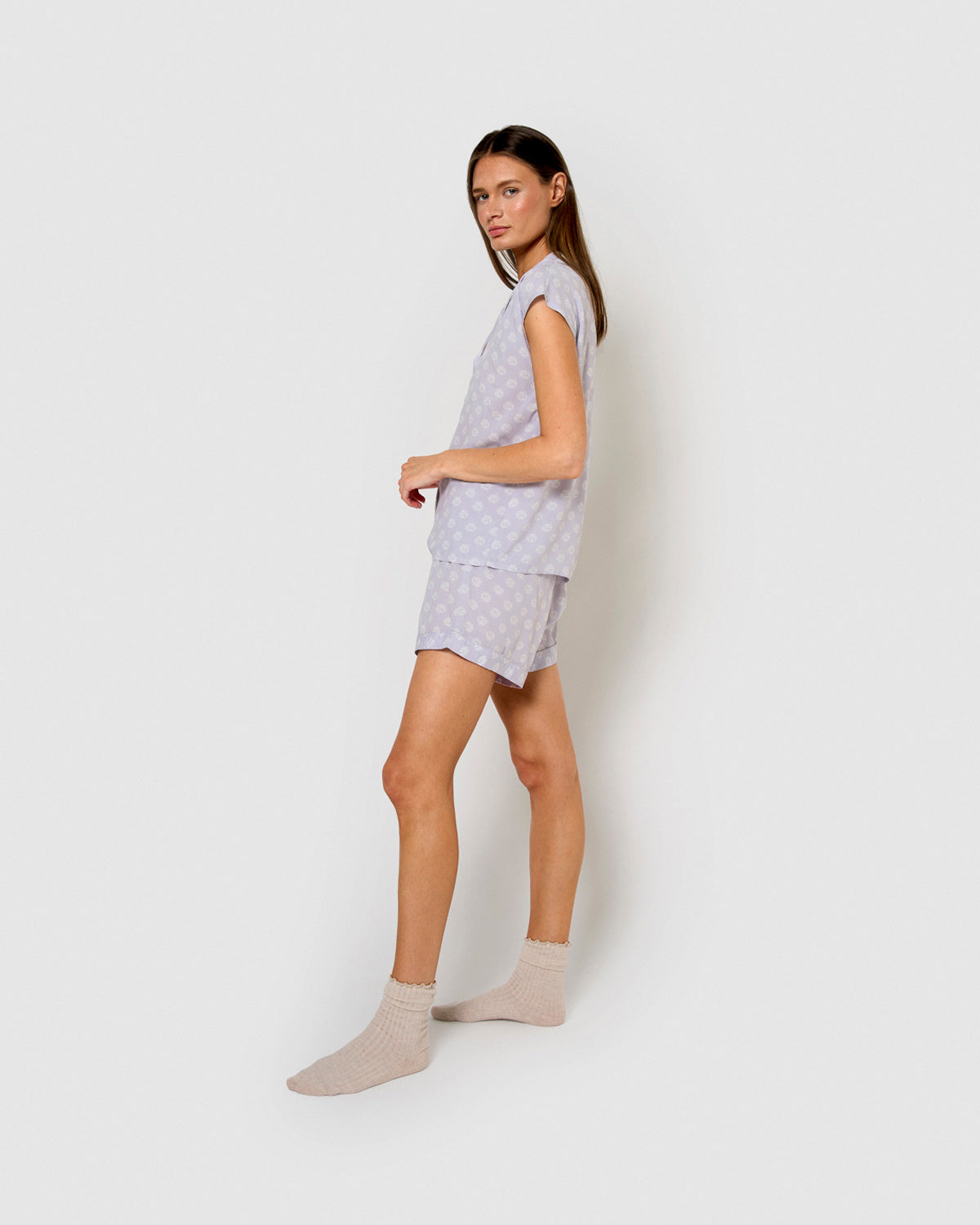 Pijama corto camisero viscosa sore azul