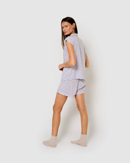 Pijama corto camisero viscosa sore azul