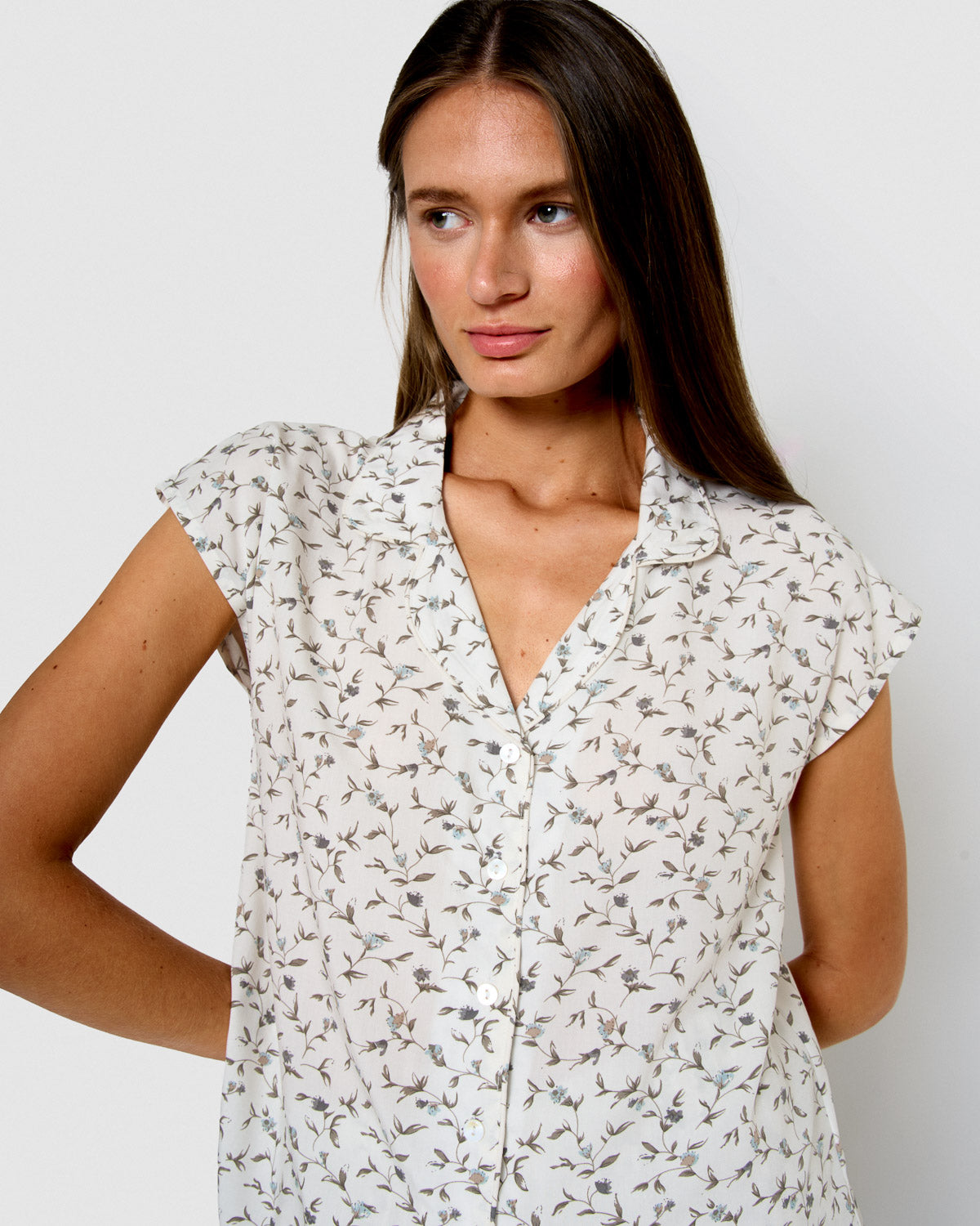 Pijama corto camisero viscosa triana verde cacería