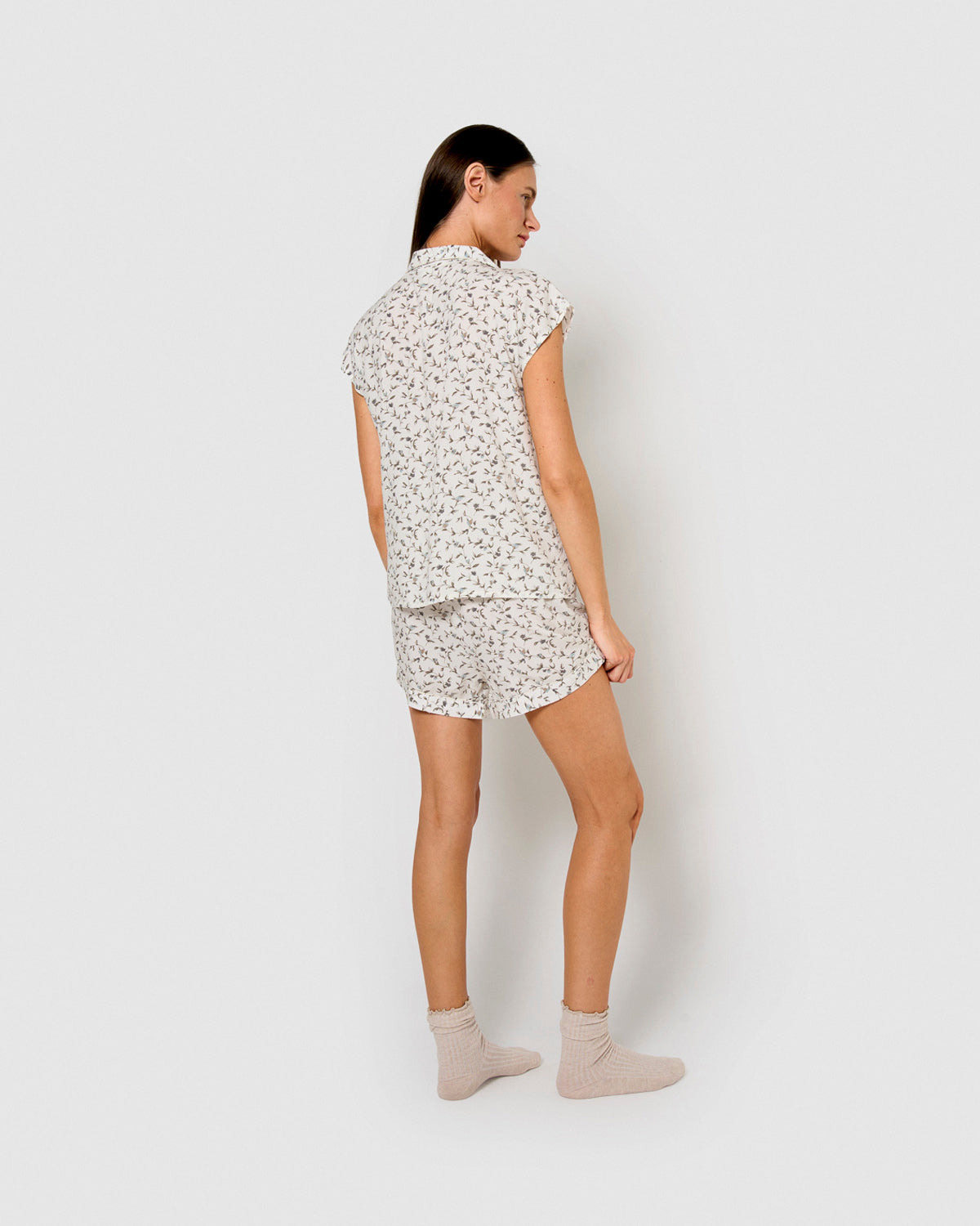 Pijama corto camisero viscosa triana verde cacería