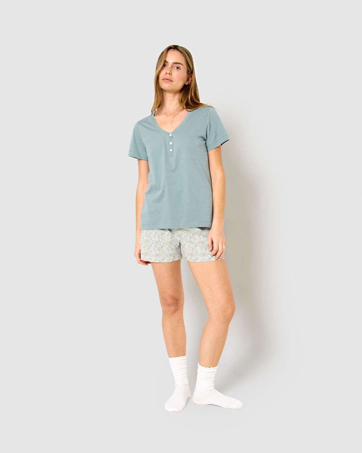 Pijama corto algodón clarita verde