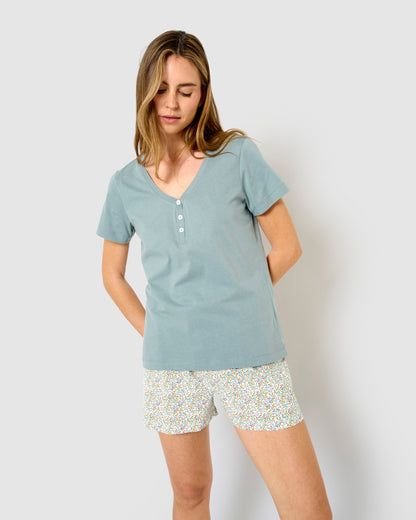 Pijama corto algodón clarita verde
