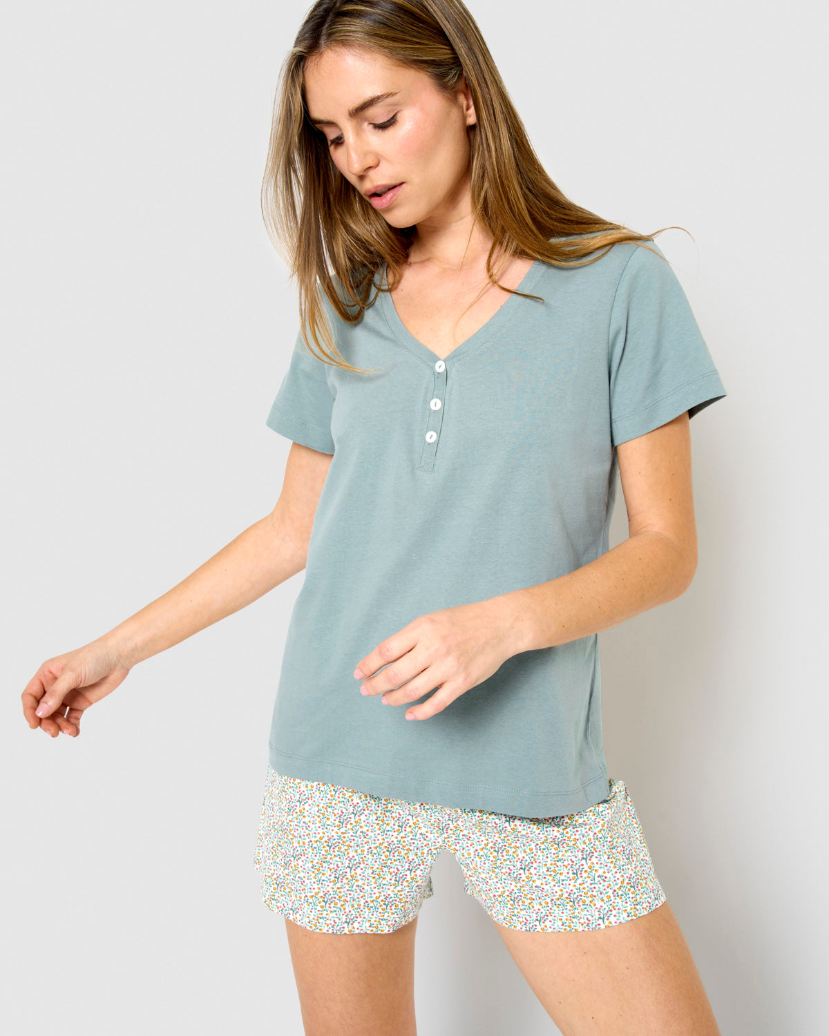 Pijama corto algodón clarita verde