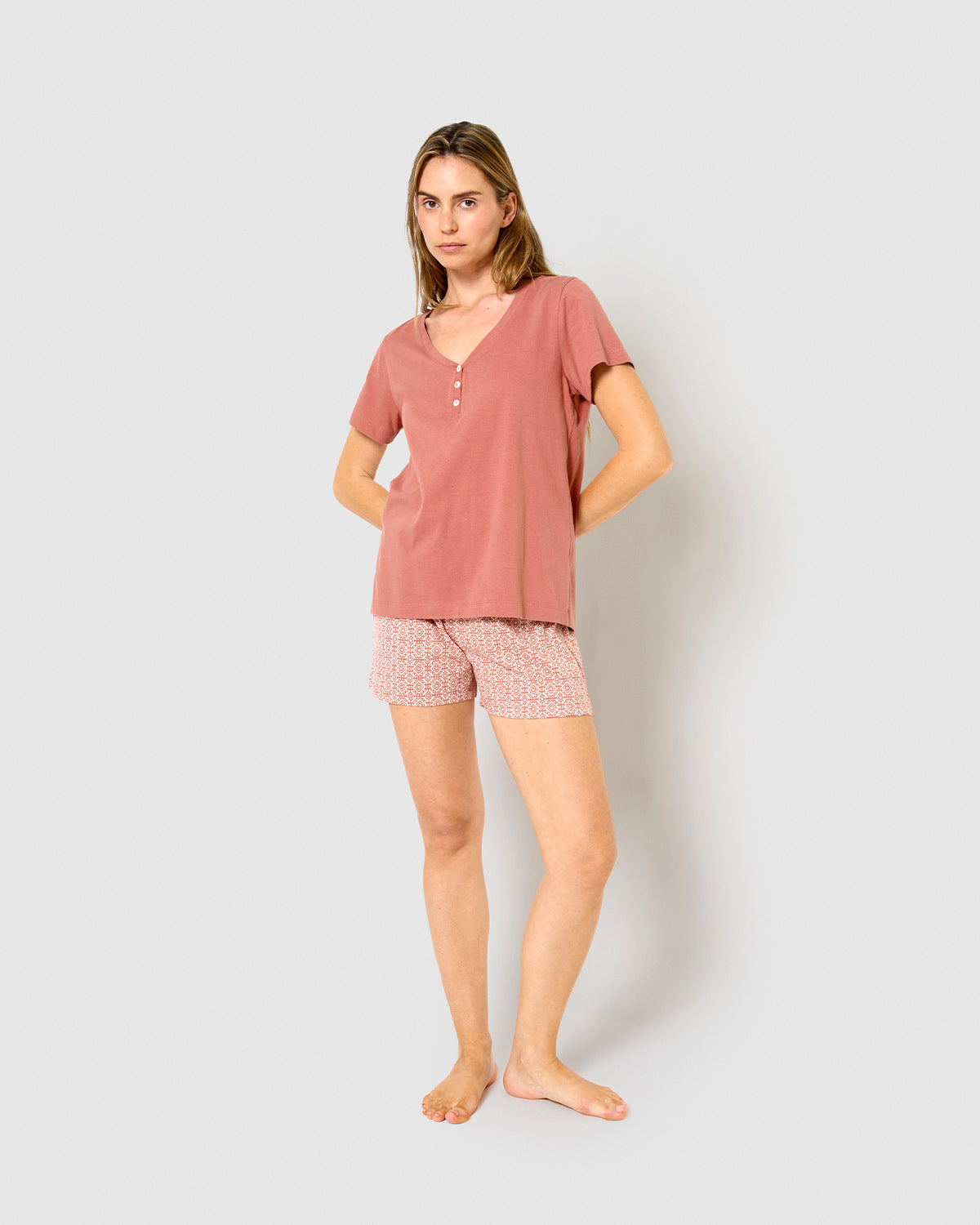 Pijama corto algodón mandolia rosette